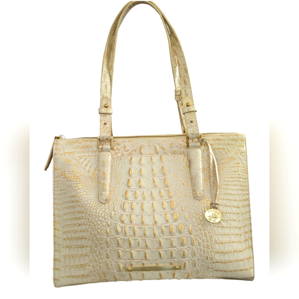 Brahmin EUC Crystal Melbourne Embossed Croc Leather Tote Shoulder Bag